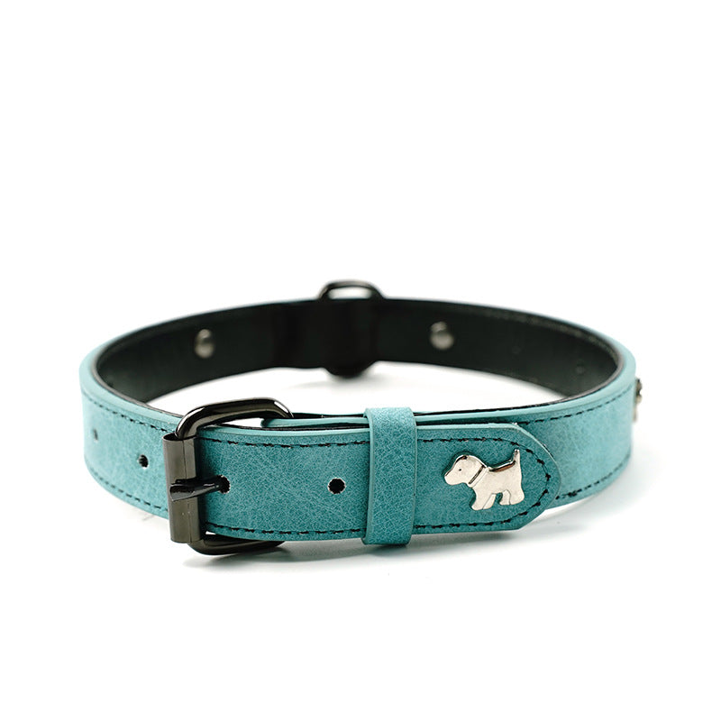 2 PCS Green Soft Leather Dog Collar - Adjustable & Durable for Medium/Large Dogs S- 48*2.0cm