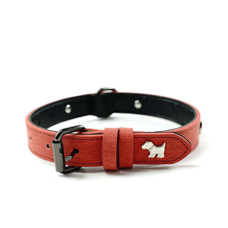 2 PCS Red Soft Leather Dog Collar - Adjustable & Durable for Medium/Large Dogs M- 58*2.5cm