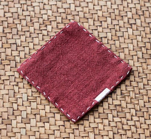 Rose Red Chinese Style Linen Coasters - Set of 4, Hand-Embroidered Tea Mats 9x9cm