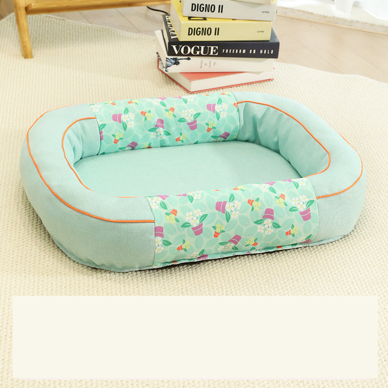 Size M Green Cozy Pet Bed for Small Dogs and Cats - Durable & Chew-Resistant Nest for All Seasons
