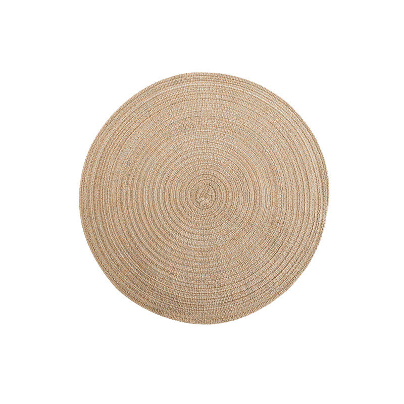 8 Pcs Khaki Woven Round Placemat - Non-Slip, Heat-Resistant Dining Table Mat, 36cm