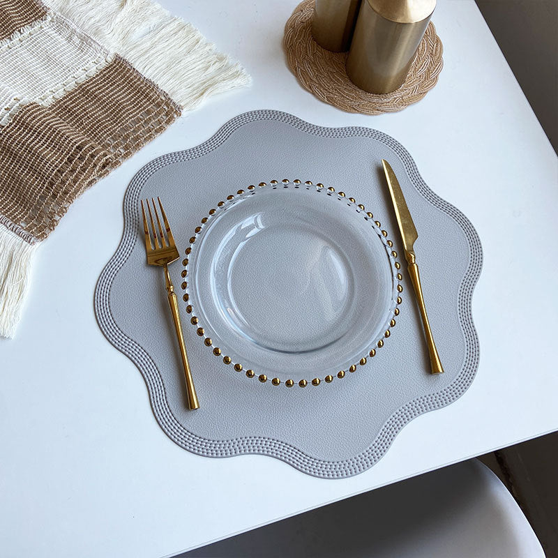 Grey Nordic Style Faux Leather Placemats Set of 4 - Heat-Resistant Waterproof Table Mats 38x38cm cutlery not included