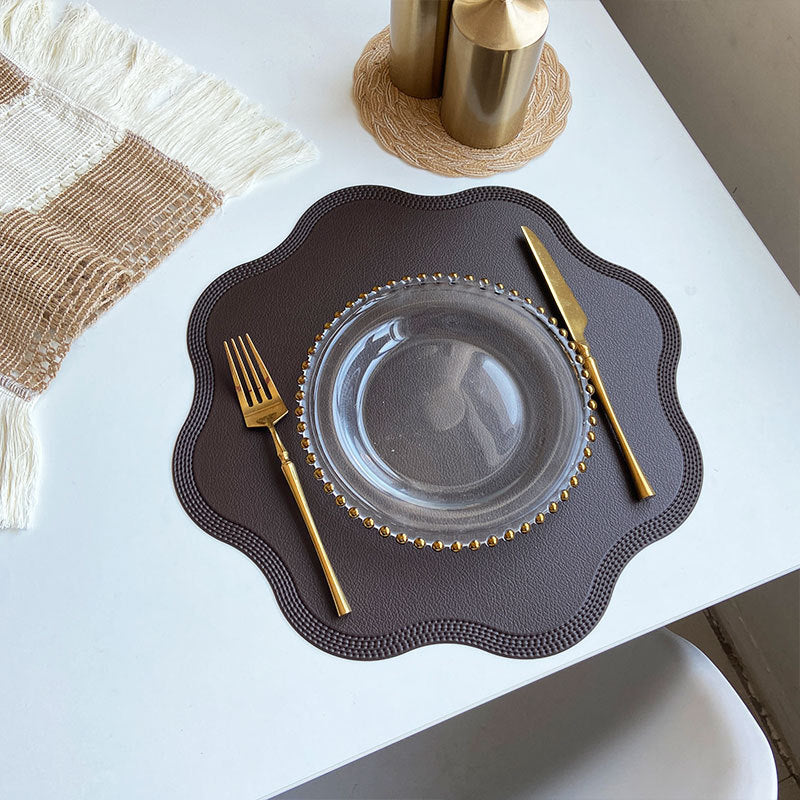 Coffee Nordic Style Faux Leather Placemats Set of 4 - Heat-Resistant Waterproof Table Mats 38x38cm cutlery not included
