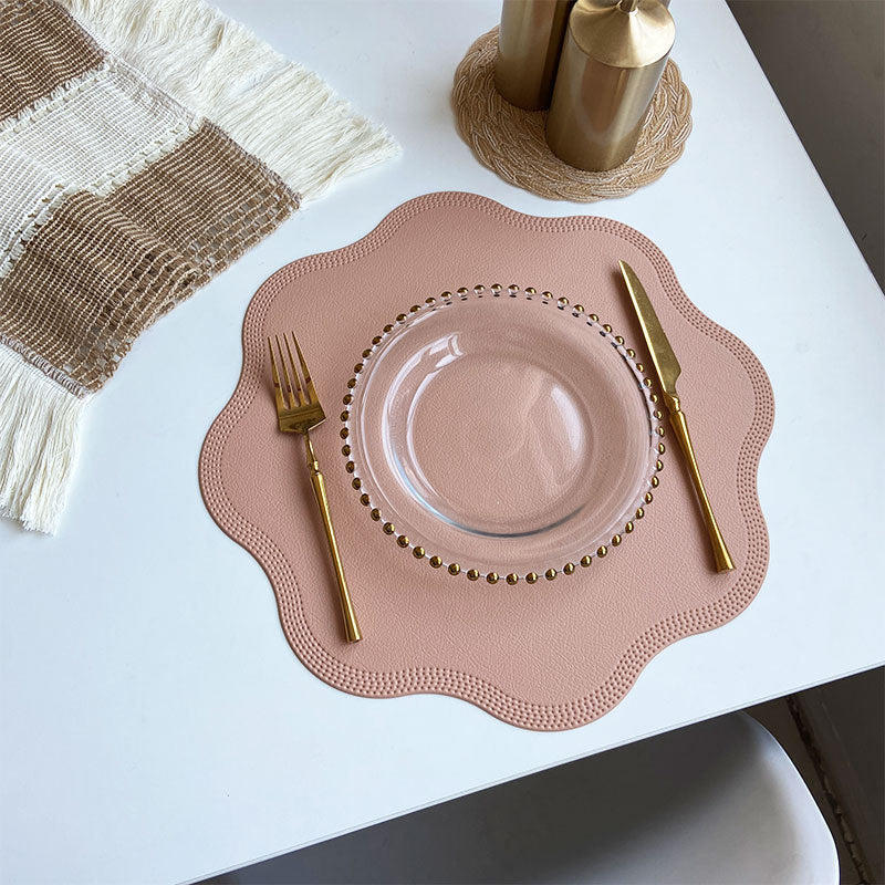 Pink Nordic Style Faux Leather Placemats Set of 4 - Heat-Resistant Waterproof Table Mats 38x38cm cutlery not included