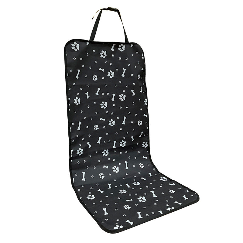 4 Pcs Black with Paw and Bone Print Waterproof Pet Car Seat Cover - Scratch-Resistant Oxford Cloth for Dogs and Cats 106 x 49 cm