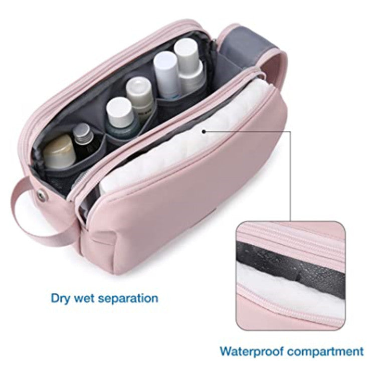 Pink Stylish Waterproof Travel Toiletry Bag Organizer - Large Capacity Shaving Kit & Makeup Case Makeup is a prop for shooting and is not included