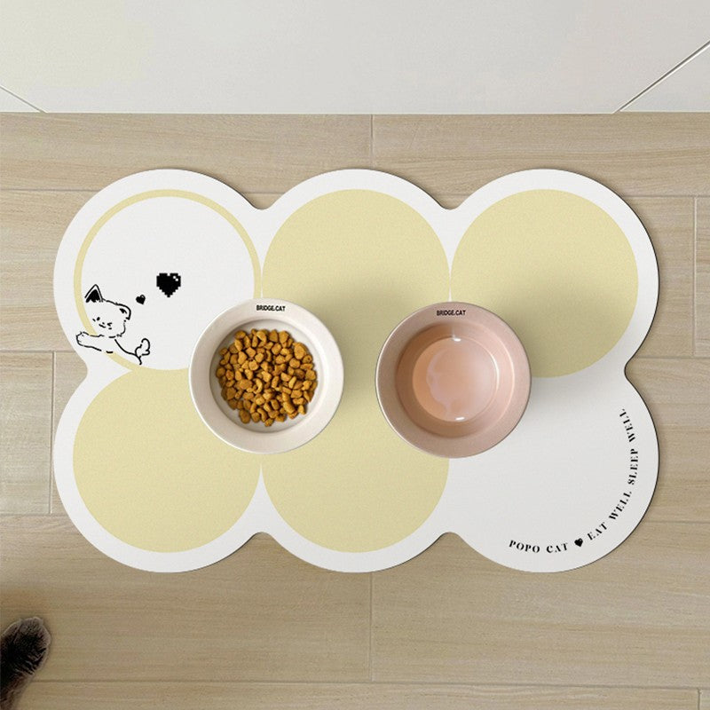 Style 1 White And Yellow Absorbent Diatomaceous Earth Pet Feeding Mat - Non-Slip & Quick Dry Placemat 50x80cm