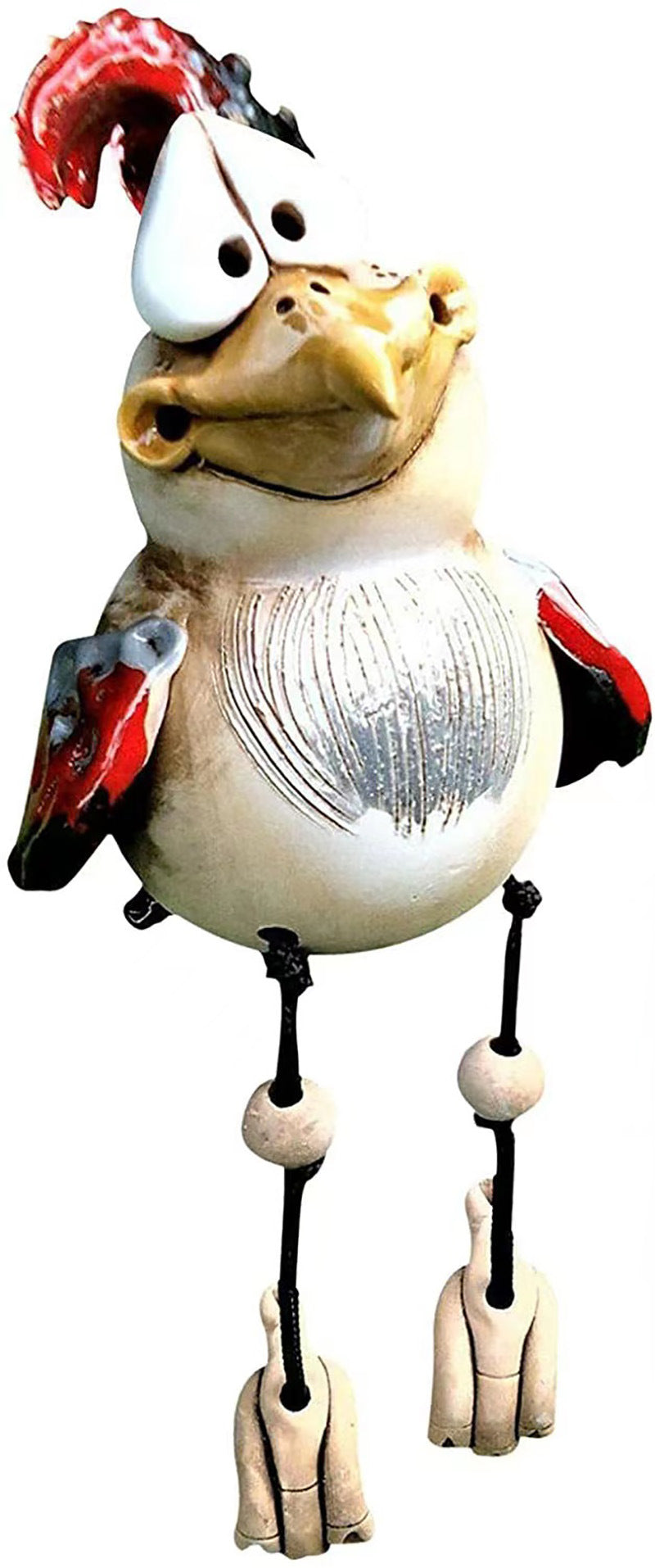 Red Quirky Resin Rooster Figurine Set 2-Pack - Novelty Chicken Home Decor Ornaments