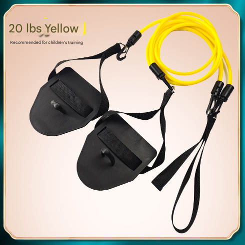Yellow Flippers Training Stroke 20lbs Swim Resistance Band Trainer - Dry-Land Arm Strength & Stroke Exercise Cords