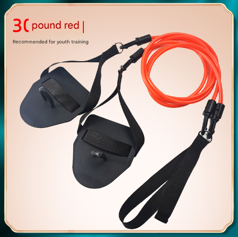 Red Flippers Training Stroke 30lbs Swim Resistance Band Trainer - Dry-Land Arm Strength & Stroke Exercise Cords