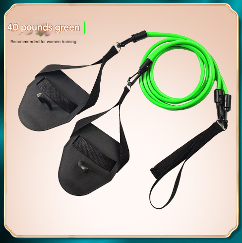 Green Flippers Training Stroke 40lbs Swim Resistance Band Trainer - Dry-Land Arm Strength & Stroke Exercise Cords