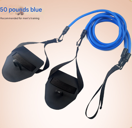 Blue Flippers Training Stroke 50lbs Swim Resistance Band Trainer - Dry-Land Arm Strength & Stroke Exercise Cords