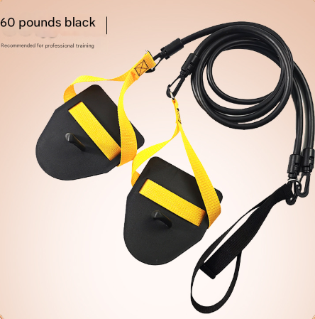 Black-yellow Flippers Training Stroke 60lbs Swim Resistance Band Trainer - Dry-Land Arm Strength & Stroke Exercise Cords