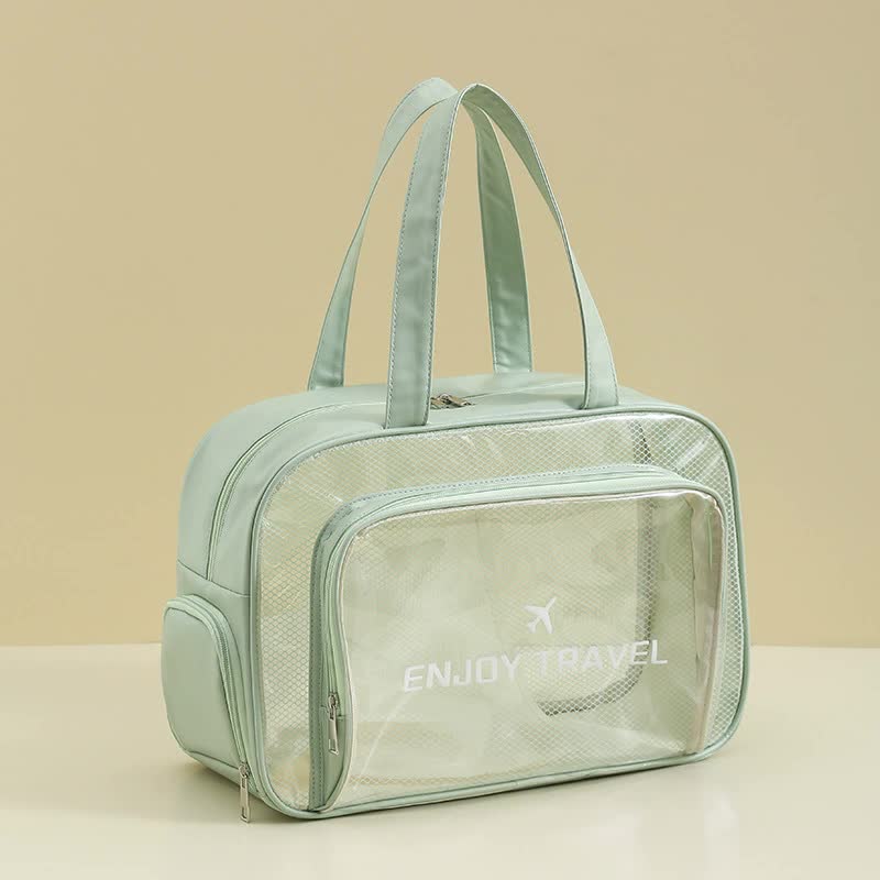 Waterproof beach bag with wet and dry separation, gym and swim storage bag, toiletries and cosmetic bag for swimsuits and goggles green has shoe compartment