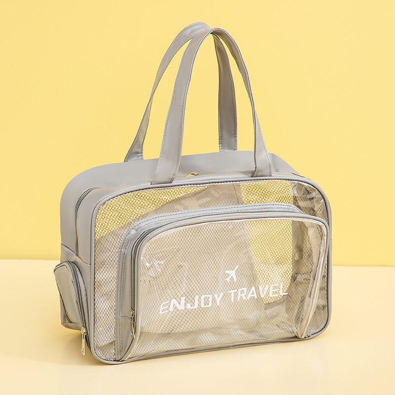 Waterproof beach bag with wet and dry separation, gym and swim storage bag, toiletries and cosmetic bag for swimsuits and goggles Gray has shoe compartment