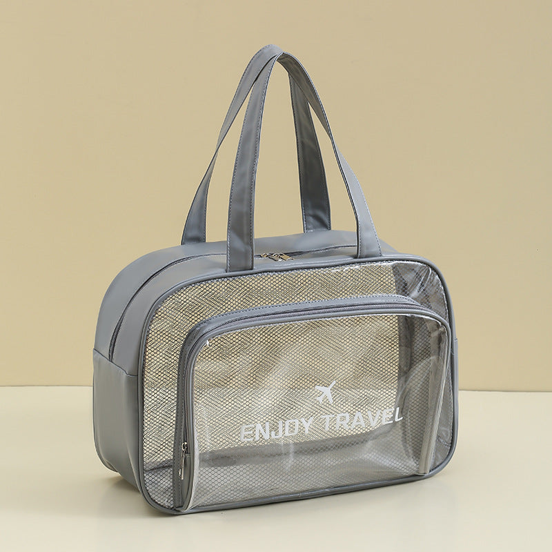 Waterproof beach bag with wet and dry separation, gym and swim storage bag, toiletries and cosmetic bag for swimsuits and goggles Gray has no shoe compartment