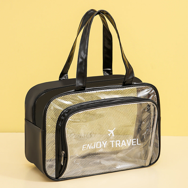 Waterproof beach bag with wet and dry separation, gym and swim storage bag, toiletries and cosmetic bag for swimsuits and goggles Black has no shoe compartment