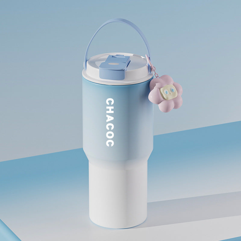 304 Stainless Steel Insulated Tumbler,Large Capacity with Handle and Cute Cloud Accessory Blue