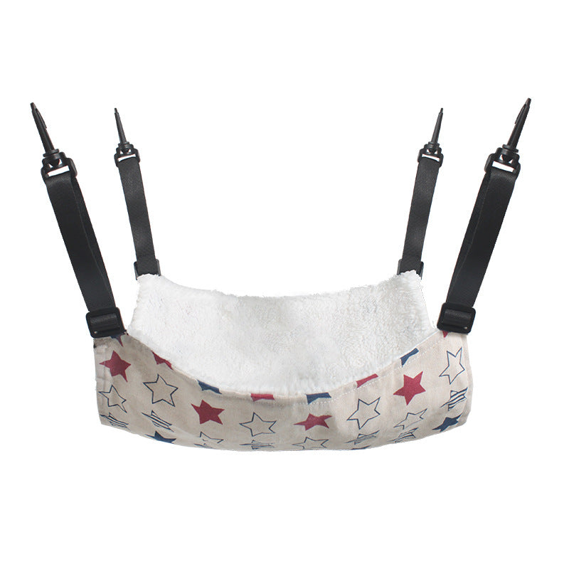 Cat Cage Hammock - Adjustable Double-Sided Pet Swing Bed with Hooks Red Star