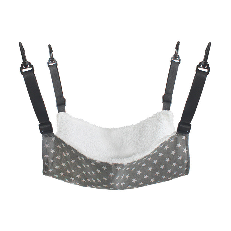 Cat Cage Hammock - Adjustable Double-Sided Pet Swing Bed with Hooks Gray star
