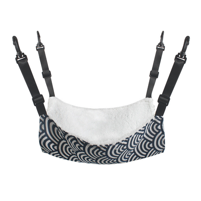 Cat Cage Hammock - Adjustable Double-Sided Pet Swing Bed with Hooks White and blue stripes