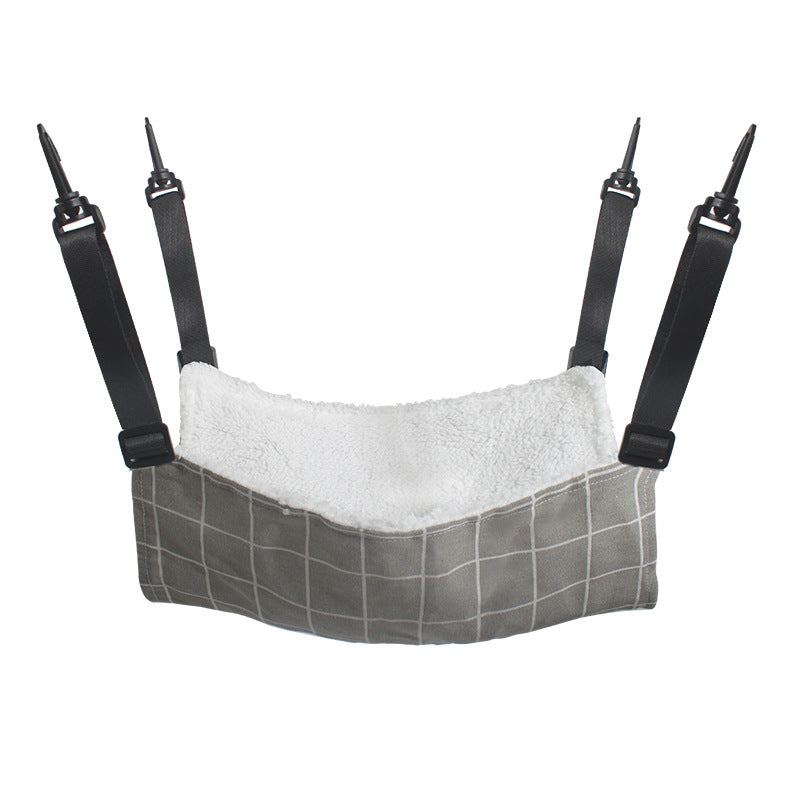 Cat Cage Hammock - Adjustable Double-Sided Pet Swing Bed with Hooks Gray check
