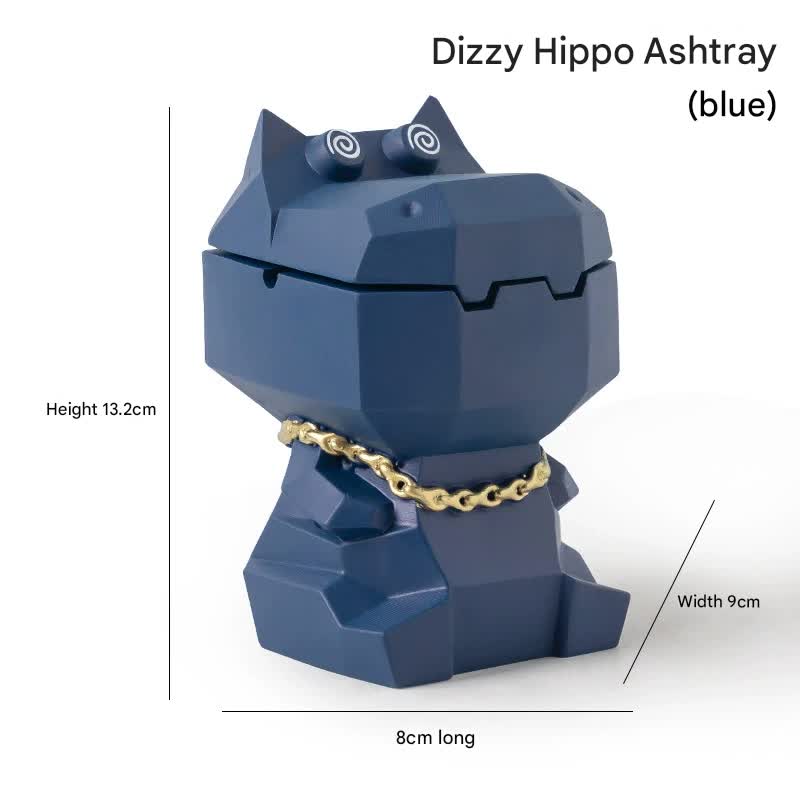 Hippo Ashtray with Lid - Stylish Geometric Decor for Home and Office Blue