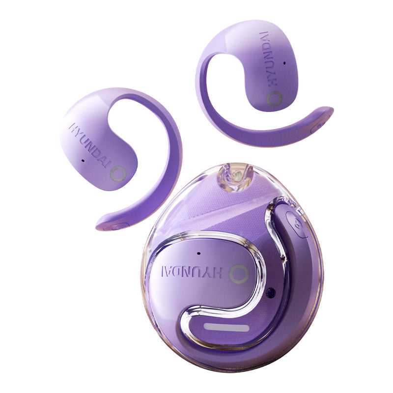 Bone Conduction Wireless Earbuds - Hi-Fi Sound with 360-Degree Design and Fitness Tracking Purple