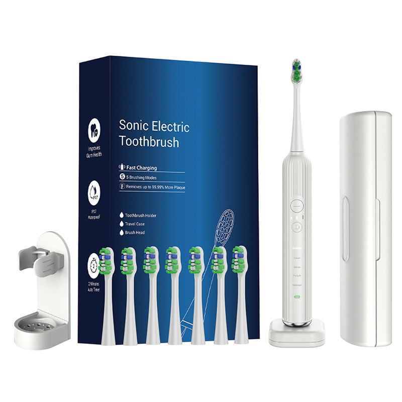 Advanced Electric Toothbrush with 5 Modes and 8 Brush Heads White