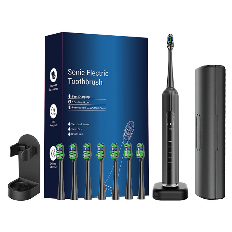 Advanced Electric Toothbrush with 5 Modes and 8 Brush Heads Black