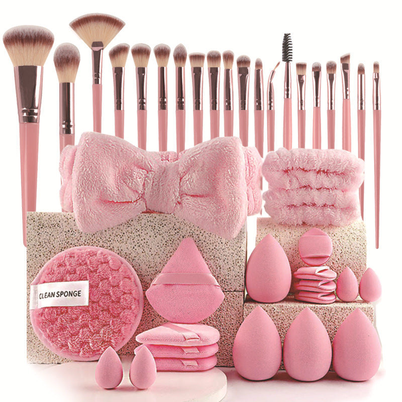 40-Piece Ultimate Beauty Tool Kit for Face Cleansing and Makeup pink