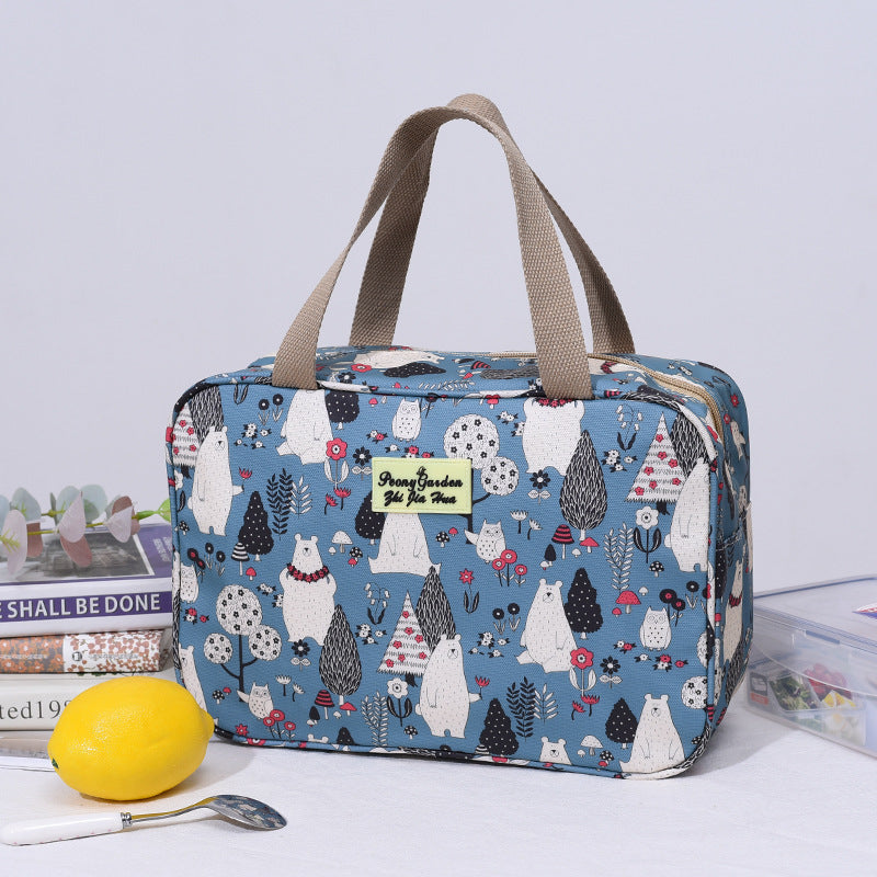 Versatile Portable Handled Bag - Durable Waterproof Fabric, Ideal for Toiletries, Lunch & Travel Light blue white bear