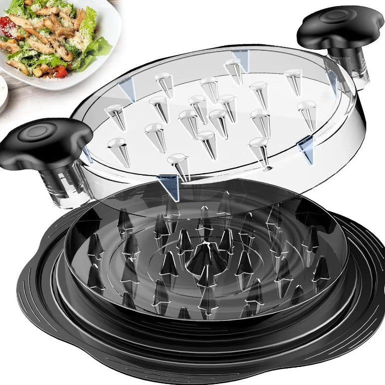 Upgraded Meat Shredder Tool - Rotating Chicken & Pork Puller with Anti-Slip Base & Ergonomic Grips black