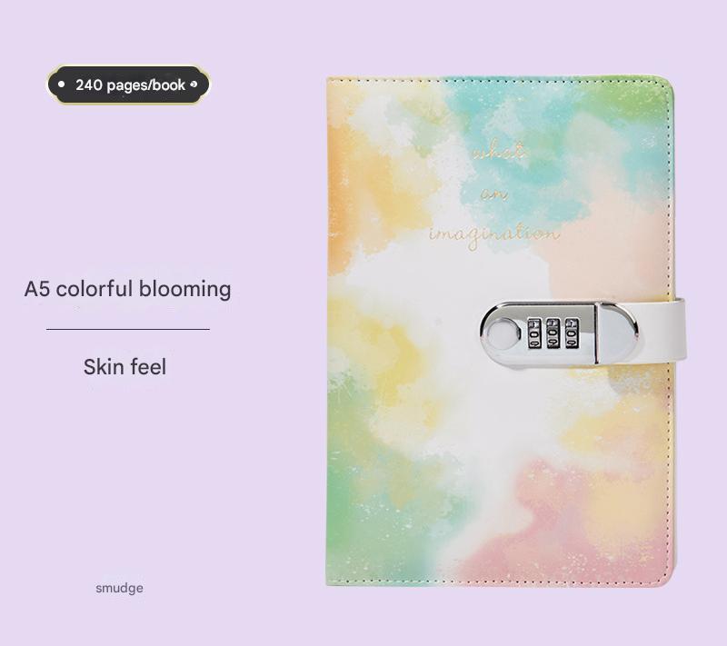 A5 Tie-Dye Journal with Combination Lock - 240 Pages, Soft Touch Cover Diary Colorful