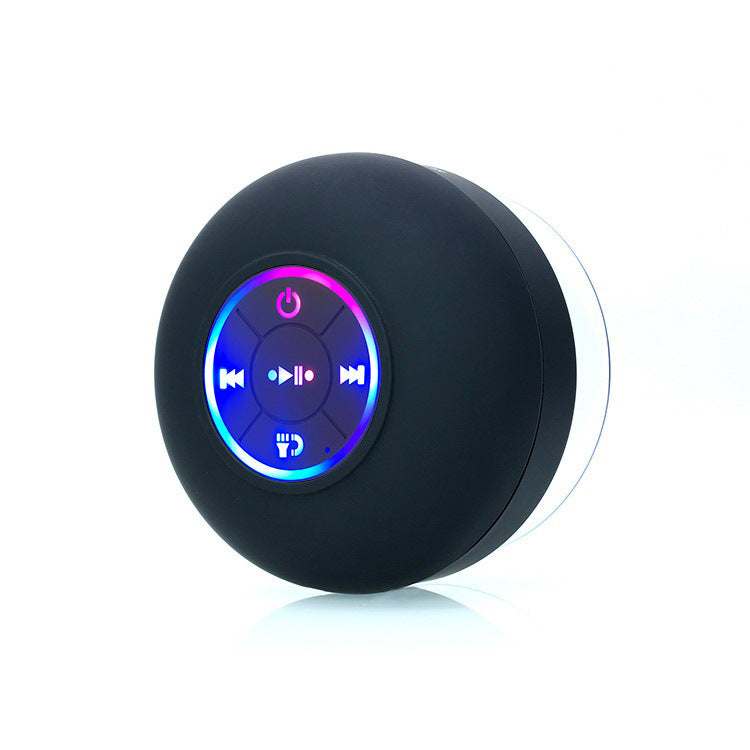 IPX4 Waterproof Bluetooth Shower Speaker with Suction Cup & LED Lights - Hands-Free Calling black