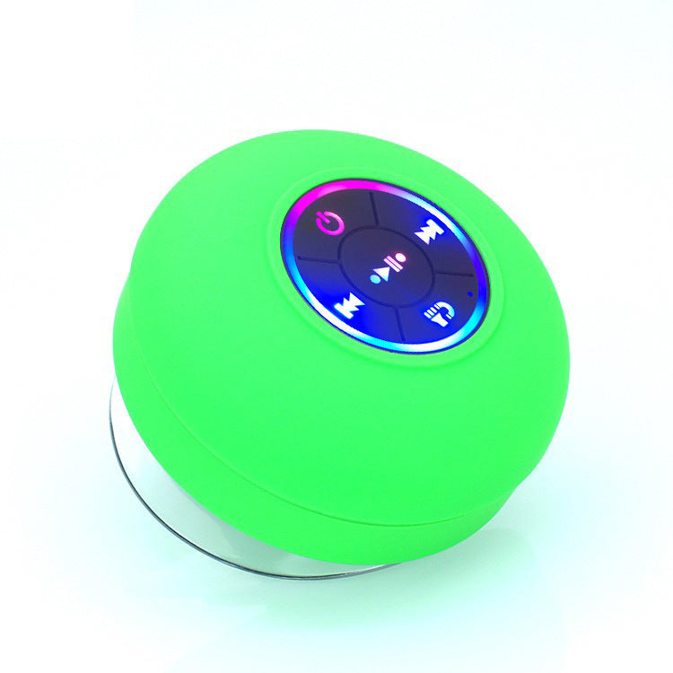 IPX4 Waterproof Bluetooth Shower Speaker with Suction Cup & LED Lights - Hands-Free Calling green