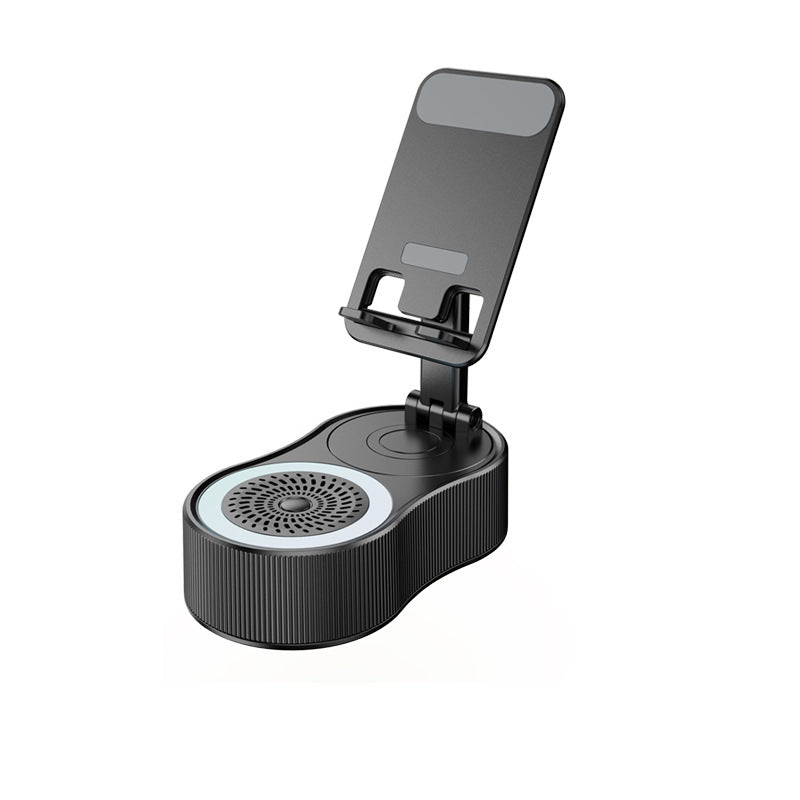 Foldable Bluetooth Speaker with 360 Rotating Phone/Tablet Stand & RGB Lights - HIFI Surround Sound black