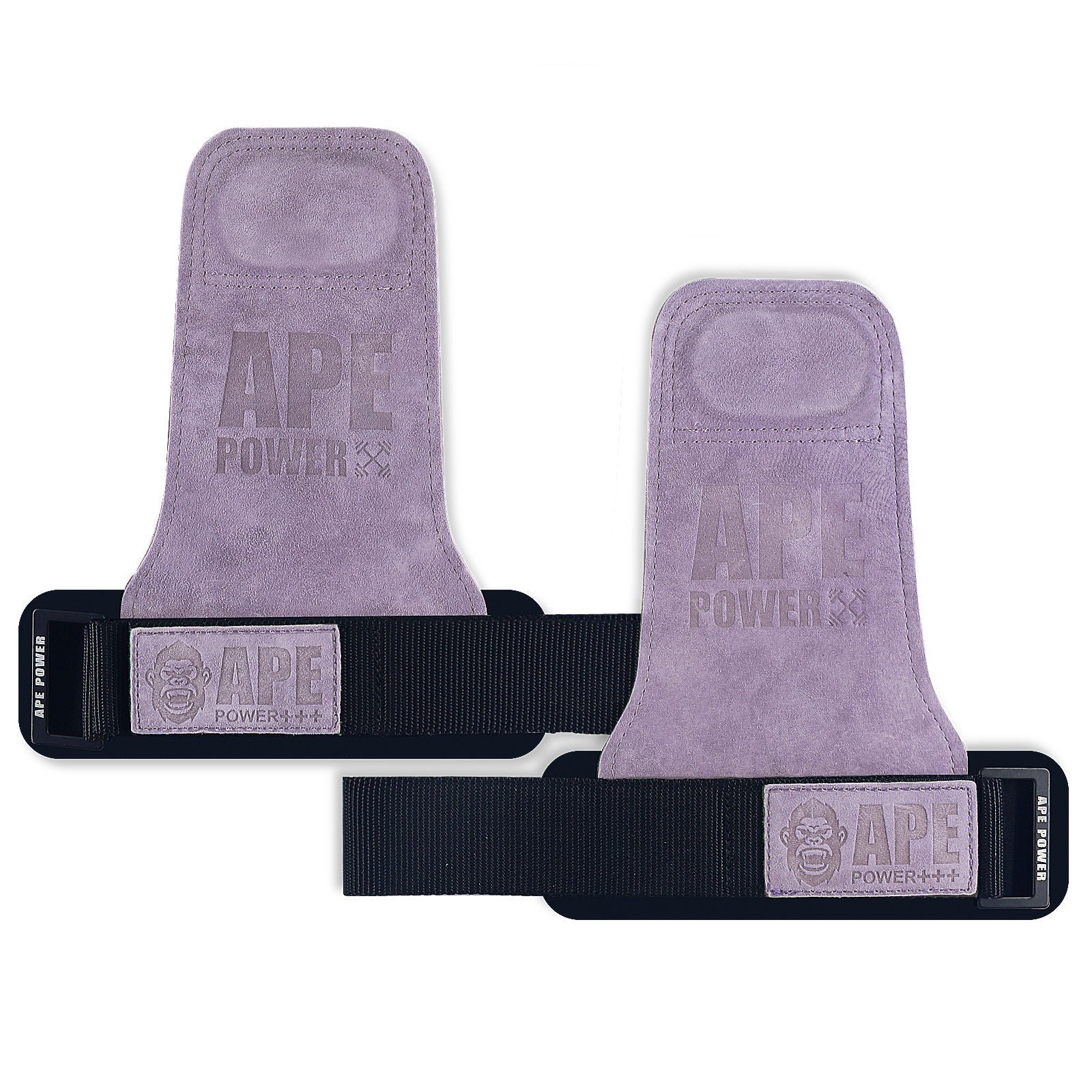 Heavy Duty Weightlifting Grips - Anti-Slip Cowhide Palm Protectors with Neoprene Wrist Support & Adjustable Straps Purple