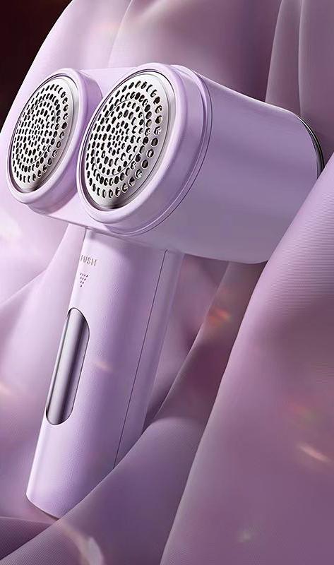 Dual-Head Electric Lint Remover - USB-C Rechargeable, LED Display, 6-Size Honeycomb Mesh Purple