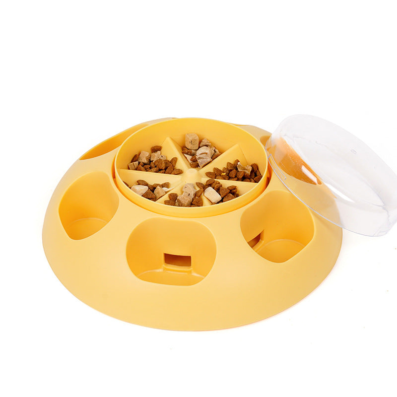 Interactive Pet Slow Feeder & Puzzle Toy - Press to Dispense Food, Improves Digestion yellow