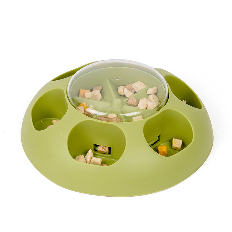 Interactive Pet Slow Feeder & Puzzle Toy - Press to Dispense Food, Improves Digestion green