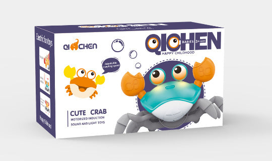 Interactive Crawling Crab Baby Toy with Music, Lights & Obstacle Avoidance green