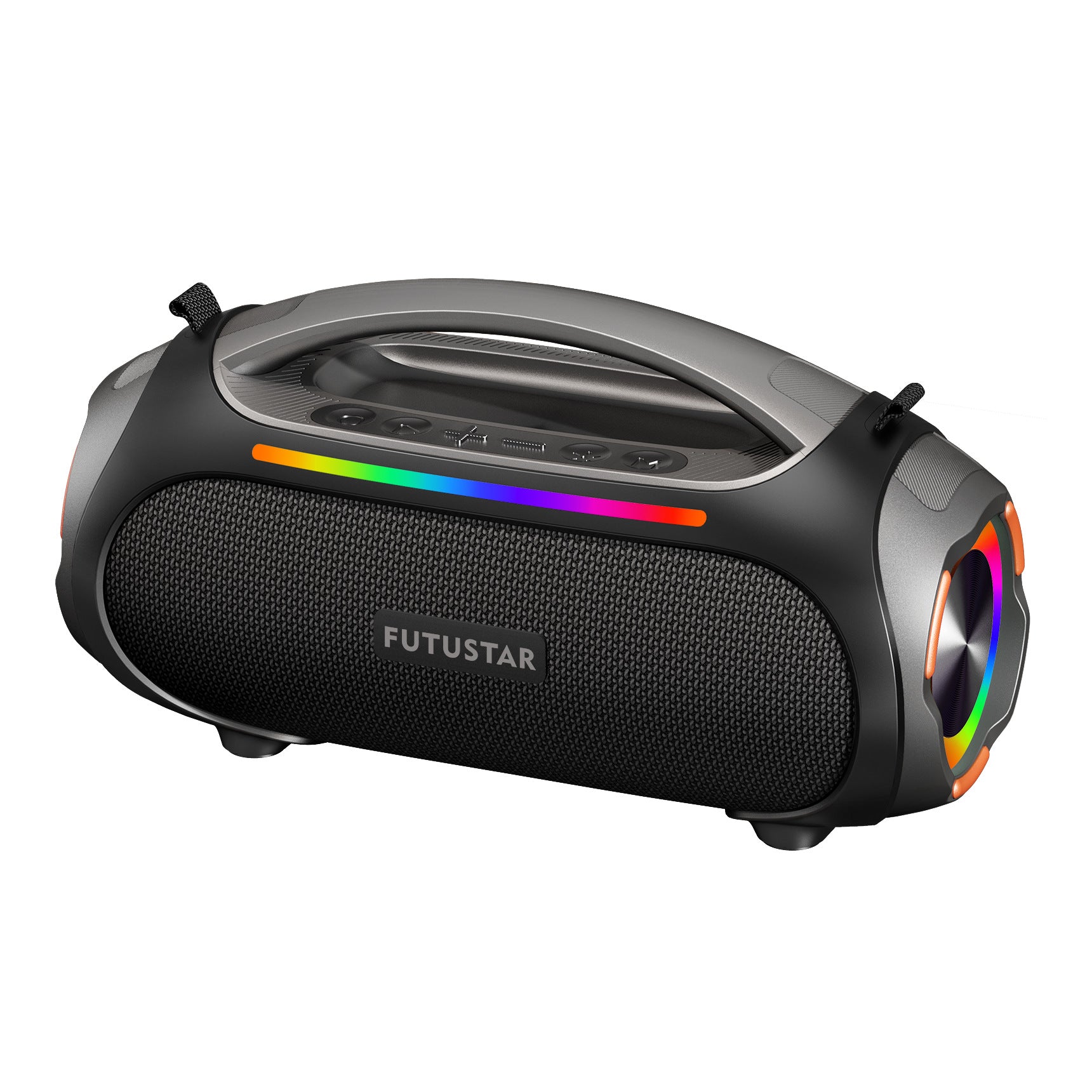 Portable Bluetooth 5.3 Speaker - 60W Powerful Sound, RGB Lights, Multiple Inputs black