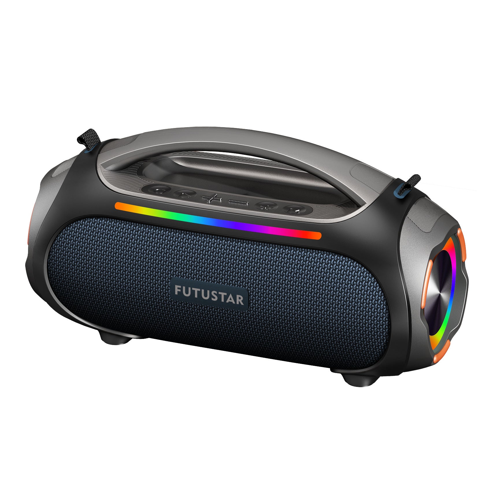 Portable Bluetooth 5.3 Speaker - 60W Powerful Sound, RGB Lights, Multiple Inputs Blue