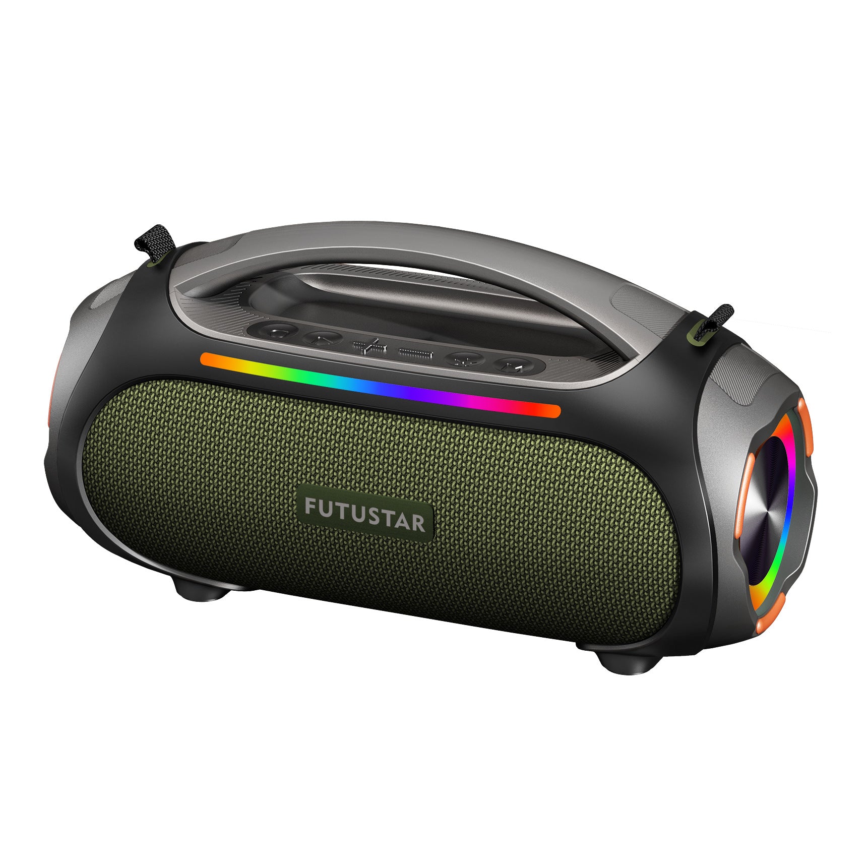 Portable Bluetooth 5.3 Speaker - 60W Powerful Sound, RGB Lights, Multiple Inputs Green
