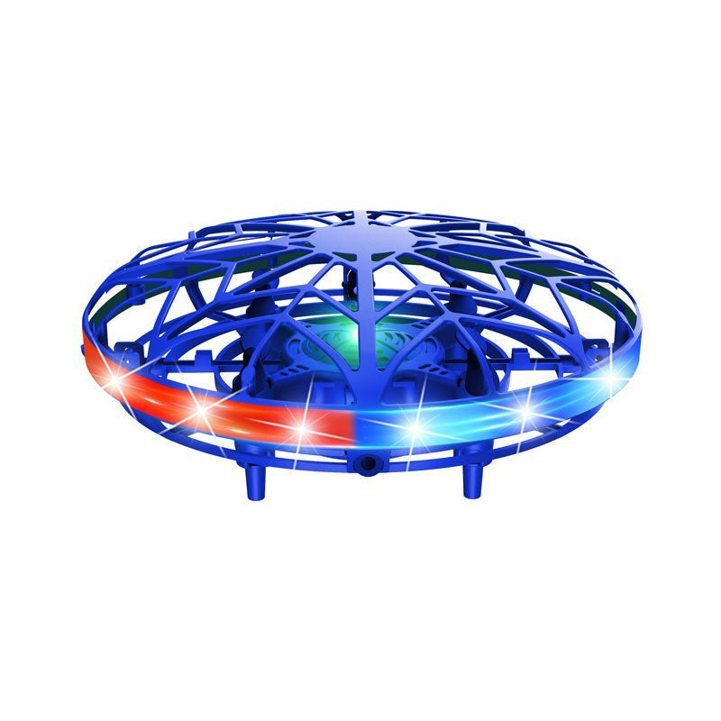 Hand-Controlled UFO Mini Drone with LED Lights & Obstacle Avoidance blue