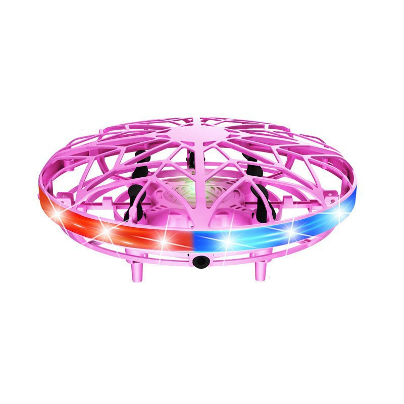 Hand-Controlled UFO Mini Drone with LED Lights & Obstacle Avoidance pink