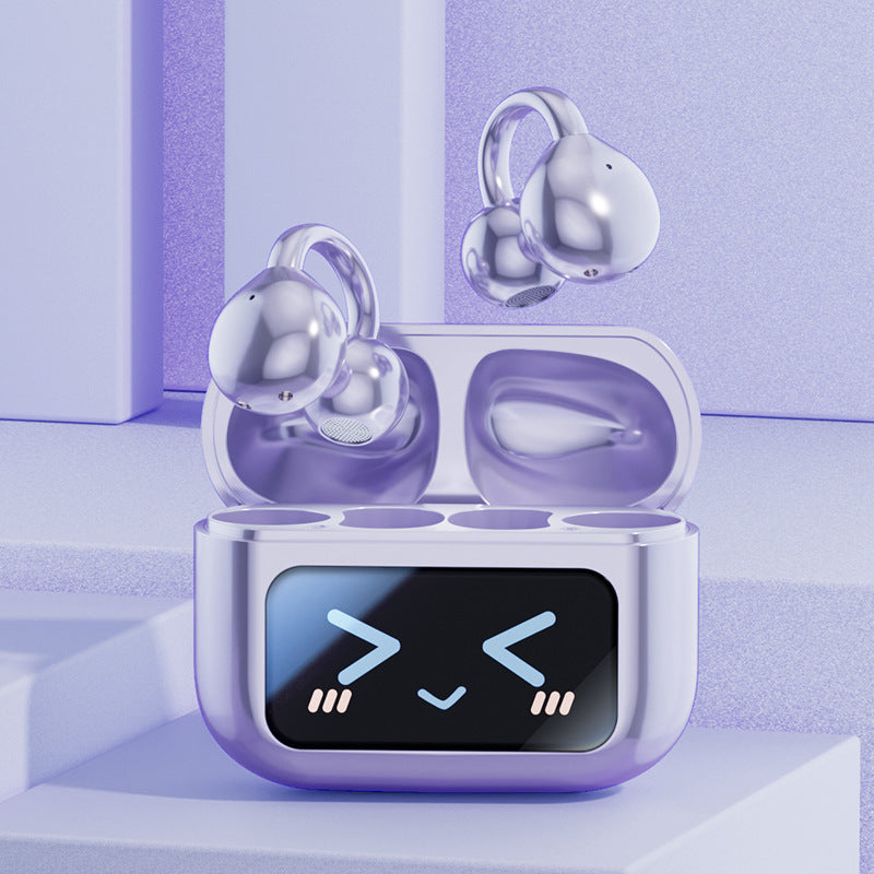 Smart TWS Earbuds with Full Touch Screen Case - Wireless 5.4, Open-Ear, Noise Reduction purple