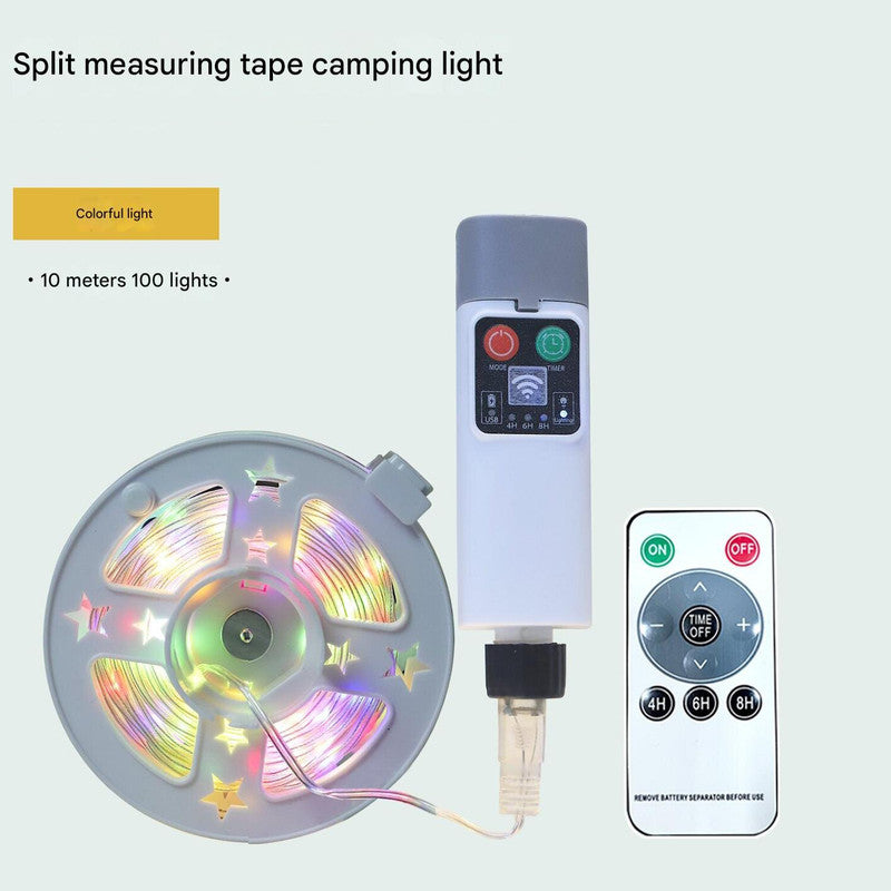 100 lights in 10 meters color Camping tent light kit - rechargeable power bank, spool light string, remote control