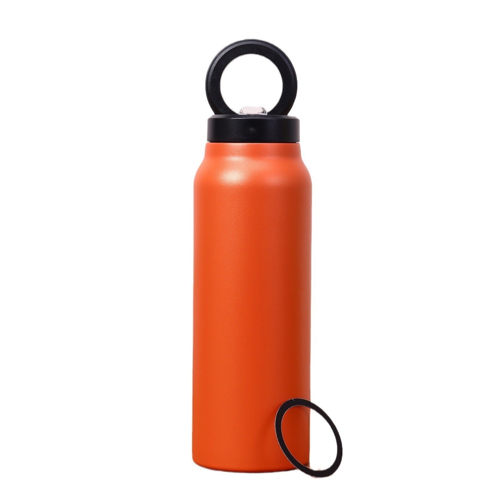 Stainless Steel Insulated Water Bottle with Integrated Magnetic Phone Stand - Orange 32oz
